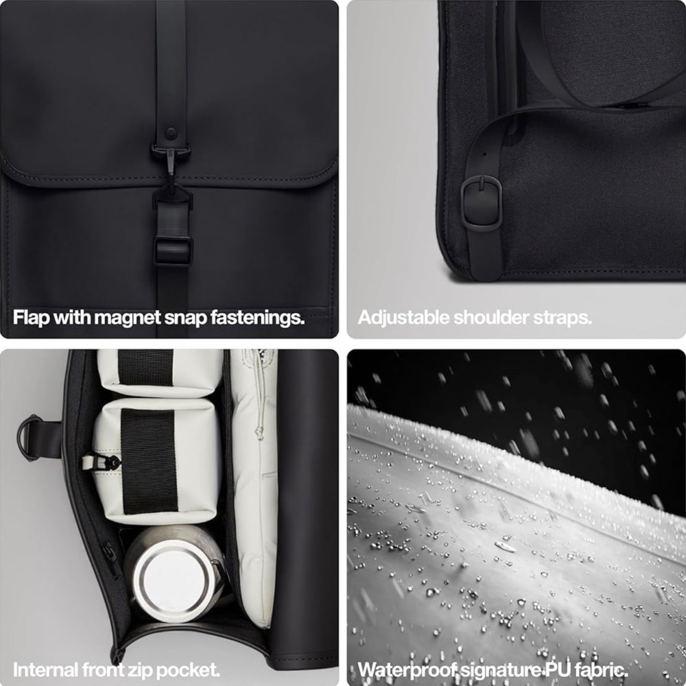 RAINS Backpack Mini Waterproof Backpack Black Min… - image 6